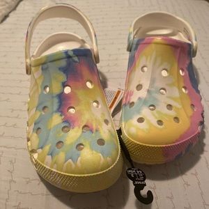 Tie-dye crocs